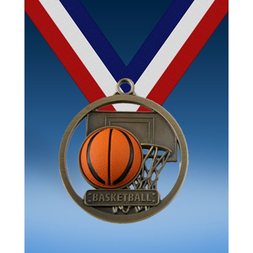 Basketball 2" Game Ball Medal
