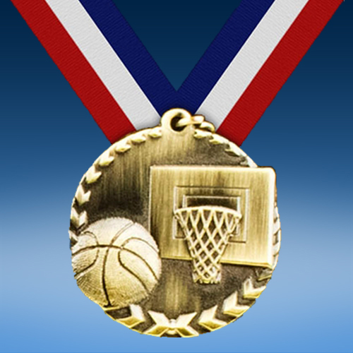 Basketball 1 3/4" Arrow Medal-0