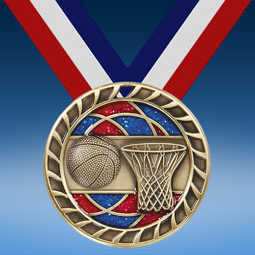 Basketball 2 1/2" Glitter Medal-0