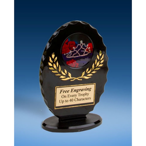 Beauty Pageant Oval Black Acrylic Trophy