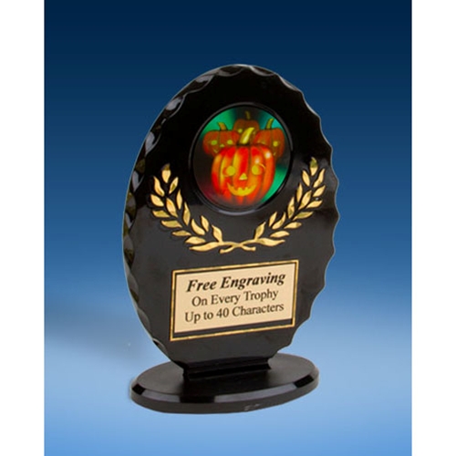 Halloween Oval Black Acrylic Trophy