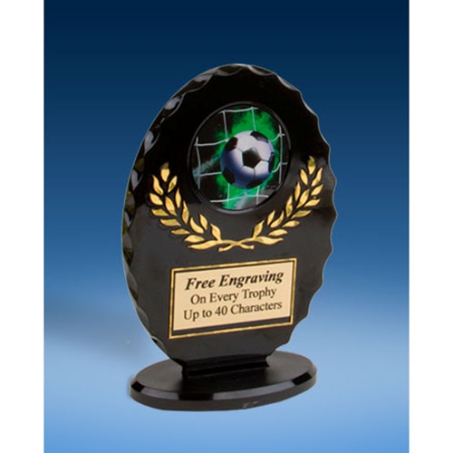 Soccer Oval Black Acrylic Trophy