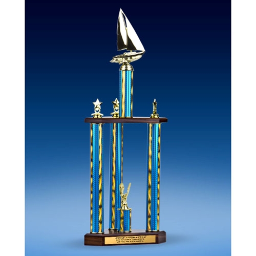 Boating Sport Figure Three-Tier Trophy 28"