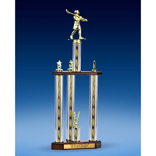 Lacrosse Sport Figure Three-Tier Trophy 28"