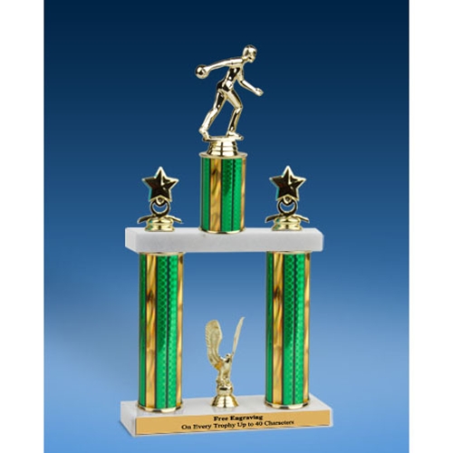 Bowling Sport Figure 2 Tier Trophy 16"