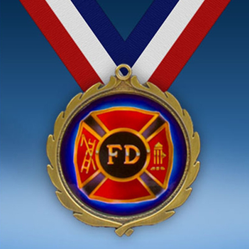 Fire Department Wreath Medal-0