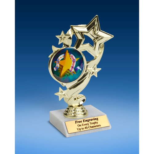 Most Improved Star Ribbon Trophy 6"