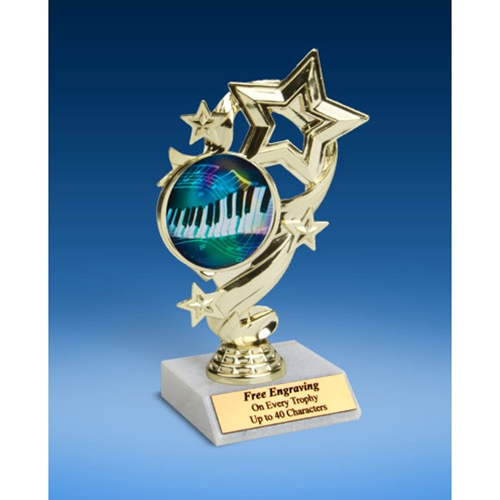 Music 2 Star Ribbon Trophy 6"