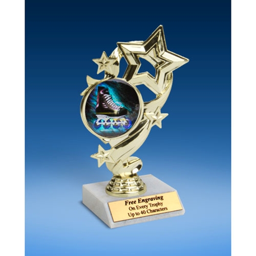 Rollerblading Star Ribbon Trophy 6"