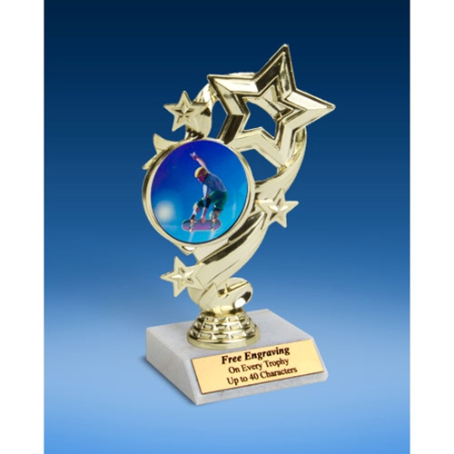 Skateboarding Star Ribbon Trophy 6"
