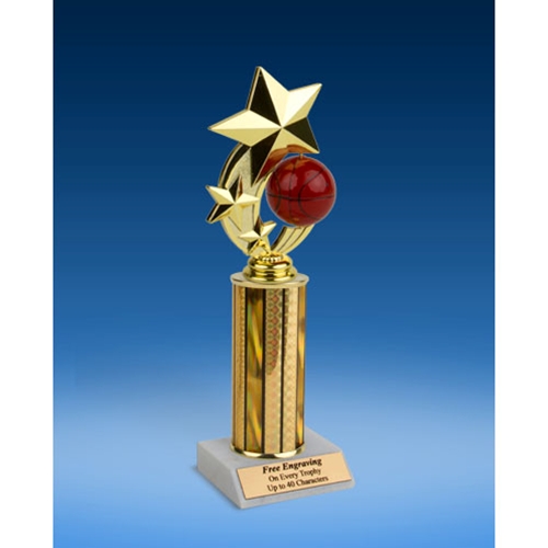 Basketball 3-Star Sport Spinner Trophy 10"