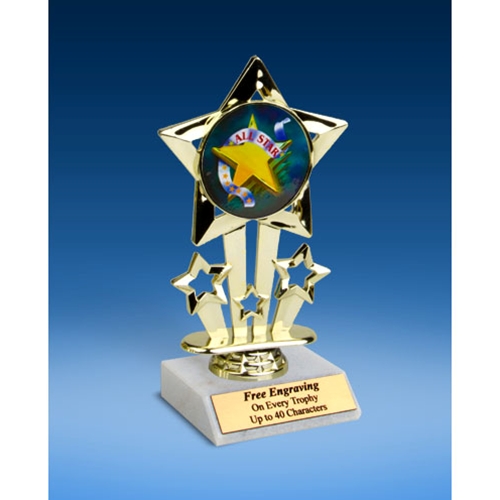 All Star Quad Star Mylar Holder Trophy 6"