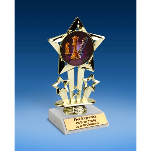 Chess Quad Star Mylar Holder Trophy 6"