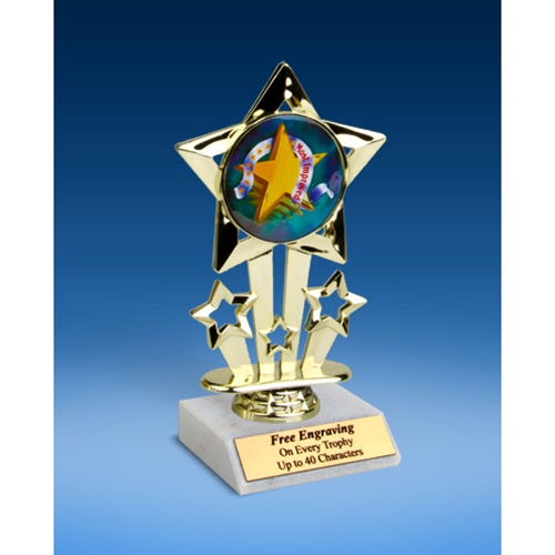 Most Improved Quad Star Mylar Holder Trophy 6"