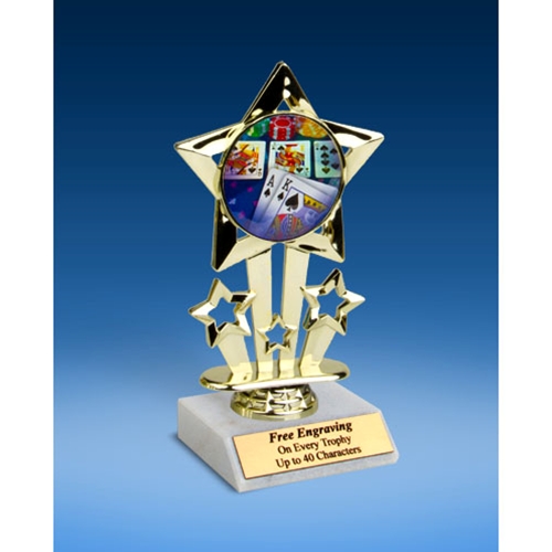 Poker Quad Star Mylar Holder Trophy 6"