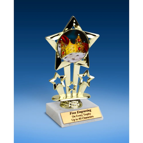 Prom King Quad Star Mylar Holder Trophy 6"