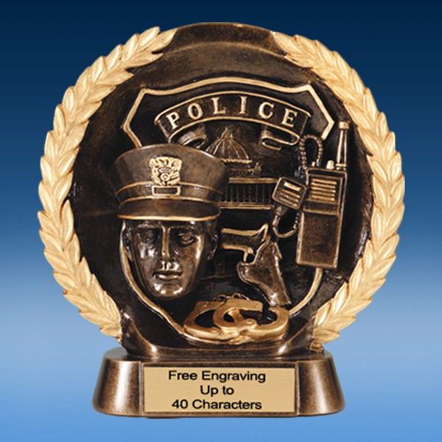 Police High Relief Oval Resin