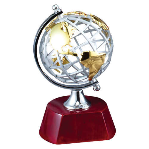 Rosewood Silver/Gold Desk Globe