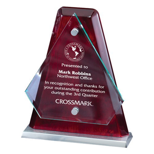 Rosewood Crystal Desk Award