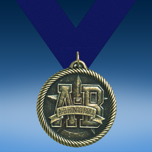 A-B Honor Roll Academic Wrapped Medal-0