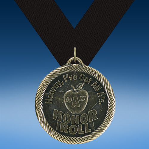 "Apple" A Honor Roll Academic Wrapped Medal-0