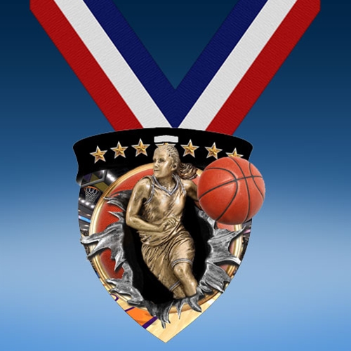 Basketball Female Full Color Burst Medallions