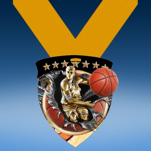 Basketball Male Full Color Burst Medallions
