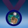Baseball 2 Blue Colored Insert Medal