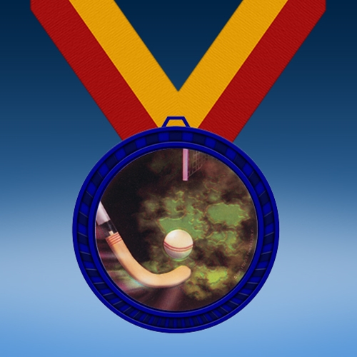Field Hockey Blue Colored Insert Medal