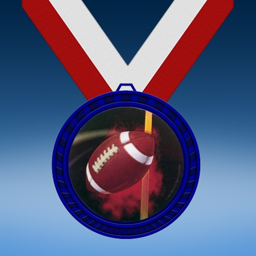 Football 1 Blue Colored Insert Medal