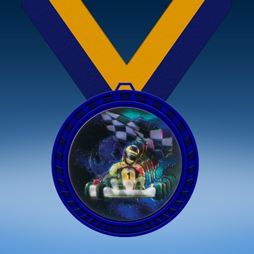 Go Kart Blue Colored Insert Medal