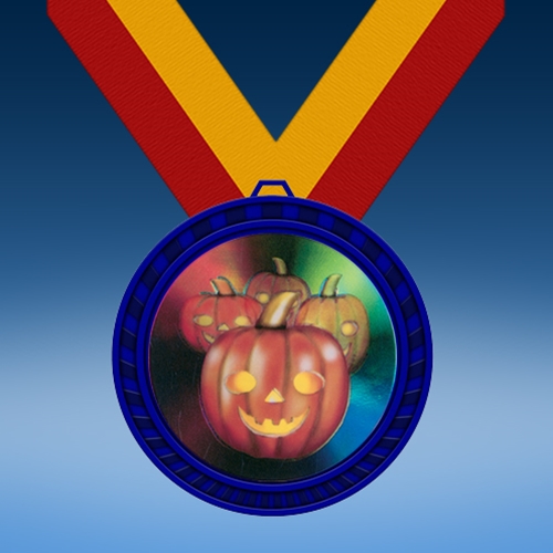 Halloween Blue Colored Insert Medal