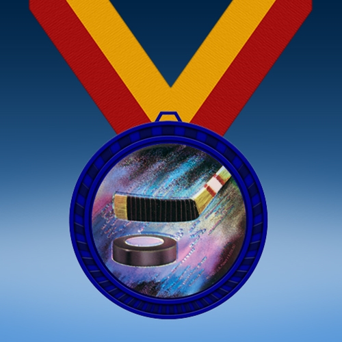Hockey Blue Colored Insert Medal
