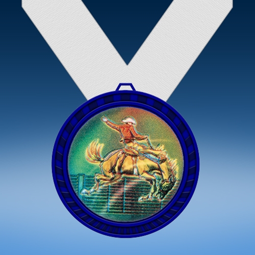 Horse Riding Blue Colored Insert Medal