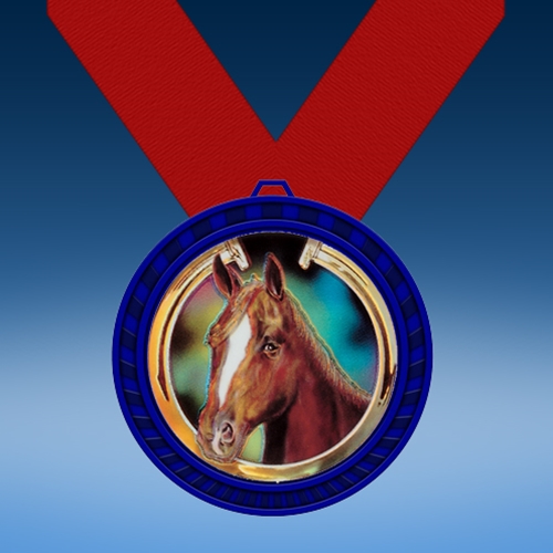 Horse Blue Colored Insert Medal
