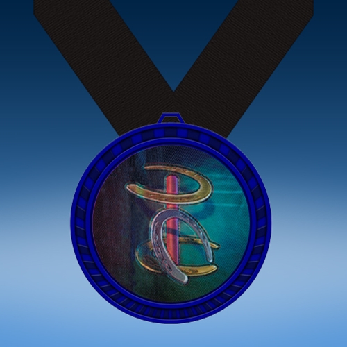 Horse Shoes Blue Colored Insert Medal