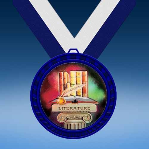 Literature Blue Colored Insert Medal