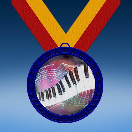 Music 2 Blue Colored Insert Medal