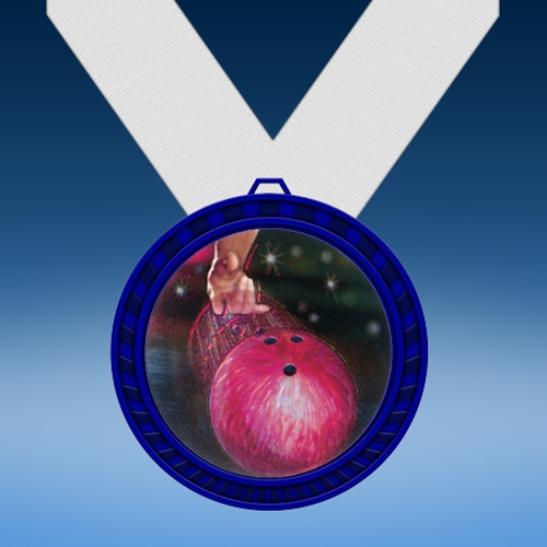 Bowling 2 Blue Colored Insert Medal